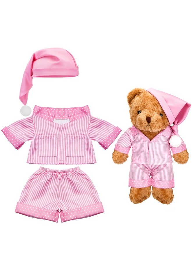 سيفانير ملابس حيوانات محشوة على شكل دب مخطط باللون الوردي مقاس 12 - 16 بوصة، ملابس حيوانات محشوة جميلة ولطيفة وإكسسوارات مناسبة - Image 1