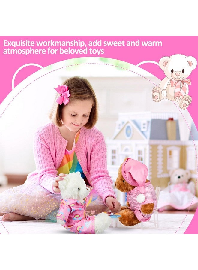 سيفانير ملابس حيوانات محشوة على شكل دب مخطط باللون الوردي مقاس 12 - 16 بوصة، ملابس حيوانات محشوة جميلة ولطيفة وإكسسوارات مناسبة - Image 3