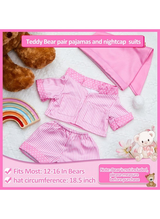 سيفانير ملابس حيوانات محشوة على شكل دب مخطط باللون الوردي مقاس 12 - 16 بوصة، ملابس حيوانات محشوة جميلة ولطيفة وإكسسوارات مناسبة - Image 4