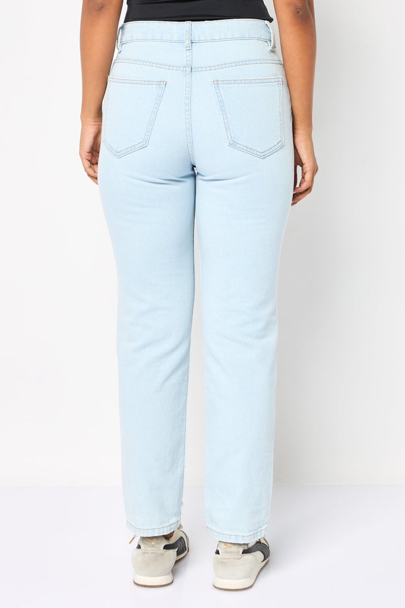 Don't Call Me Jennyfer Women Mom Fit Distressed Non Stretchable Jeans, Sky Blue  - Image 4