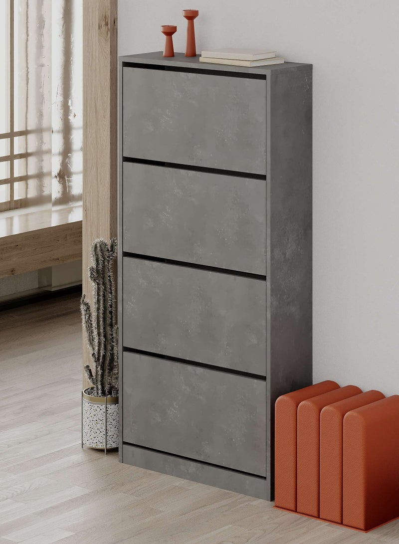 موراه هوم Shoe Cabinet 4 Section  16 Pairs  Entryway Storage Cabient With 4 Door & Open Shelf Shoe Rack For Hallway Bedroom Living Room  26X154.5X73 Cm  Retro Grey - Image 1