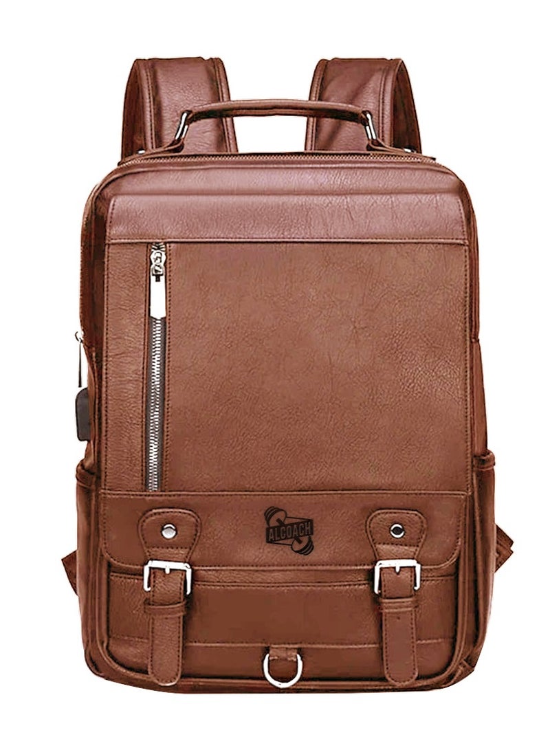 ALCOACH Men's Coach Bag Shoulder Bags Men's Handbags Vintage Large Capacity Leather Bag Men's Leather Backpacks Tote Bag Wallet Leather Backpack  - Image 3