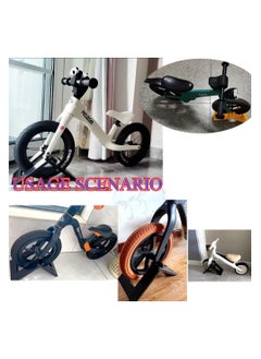 SYOSI 2 Pack Kids Balance Bike Parking Rack Stand, Foldable Kickstand Holder, for No Pedal Training Bicycle Scooter, 10-12 Inch Bikes Storage Organizer Floor Stand, Indoor Outdoor Garage  - Image 3
