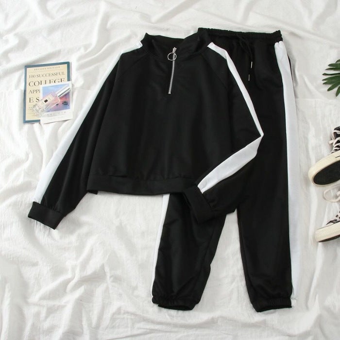 Internet Celebrant Slimming Small Hong Kong Style Casual Fashion Suit Womens Spring and Autumn 2024 New Style Fragrant Style Sports Two-piece Suit light gray - Image 2