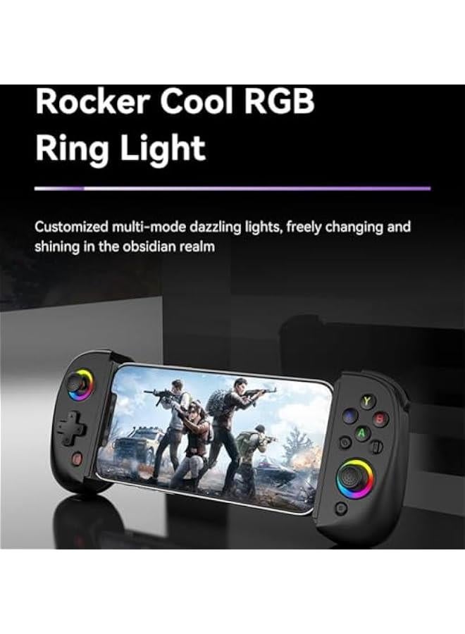 وحدة تحكم ألعاب الهواتف المحمولة D8 Telescopic مع Turbo و6 محاور Gyro واهتزاز وبلوتوث متوافقة مع Android iOS PS3 PS4 Switch PC ومصابيح RGB 5.2.