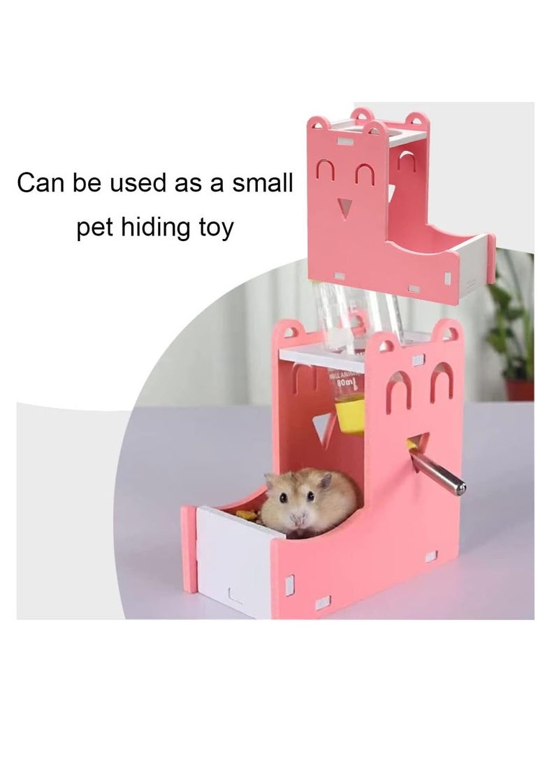 Generic - 2 in 1 Hamster Water Bottle Stand With Bottle Automatic Water Drinker Base Small Pet Hanging Water Dispenser Holder Small Pet Food Container Base for Hamster Gerbil Mouse (Pink) - Image 1