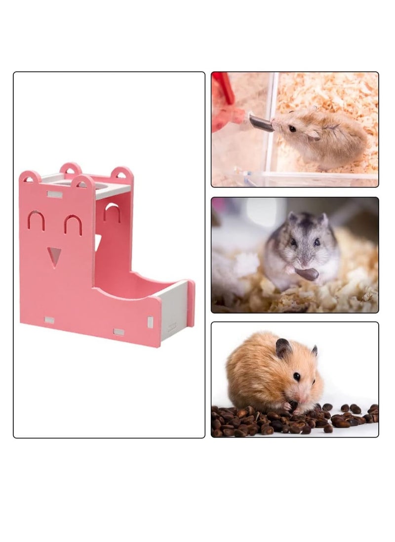 Generic - 2 in 1 Hamster Water Bottle Stand With Bottle Automatic Water Drinker Base Small Pet Hanging Water Dispenser Holder Small Pet Food Container Base for Hamster Gerbil Mouse (Pink) - Image 1