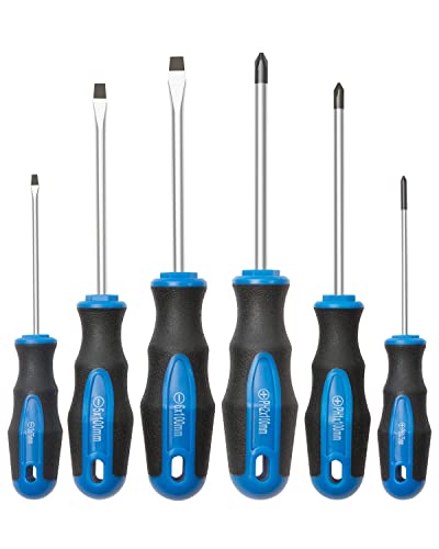 ROTATION 6PCS Magnetic Tip Screwdriver Set 3 Phillips and 3 Flat Professional Cushion Grip 6Piece Hand Tools Set