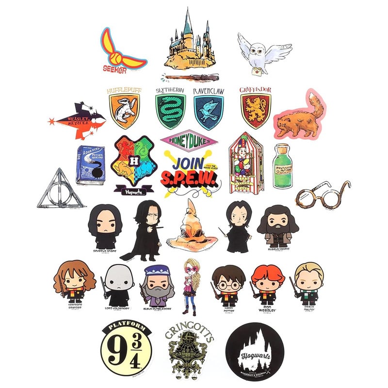 Conquest Journals Harry Potter Variety Vinyl Decals, Set of Unique Decal Stickers, 5 Holograms, Waterproof, UV & Scratch Resistant, Great for Gadgets, Officially Licensed (White Vinyl, 60-Pack) - Image 3