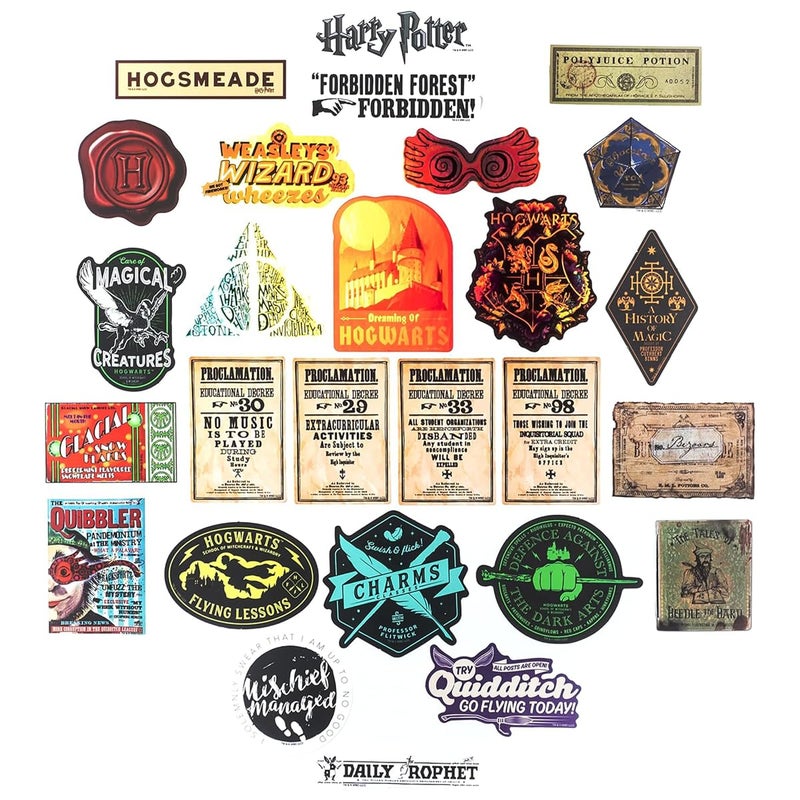 Conquest Journals Harry Potter Variety Vinyl Decals, Set of Unique Decal Stickers, 5 Holograms, Waterproof, UV & Scratch Resistant, Great for Gadgets, Officially Licensed (White Vinyl, 60-Pack) - Image 4