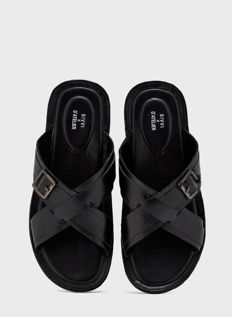 Sivvi x D'Atelier Cross Strap Arabic Sandals