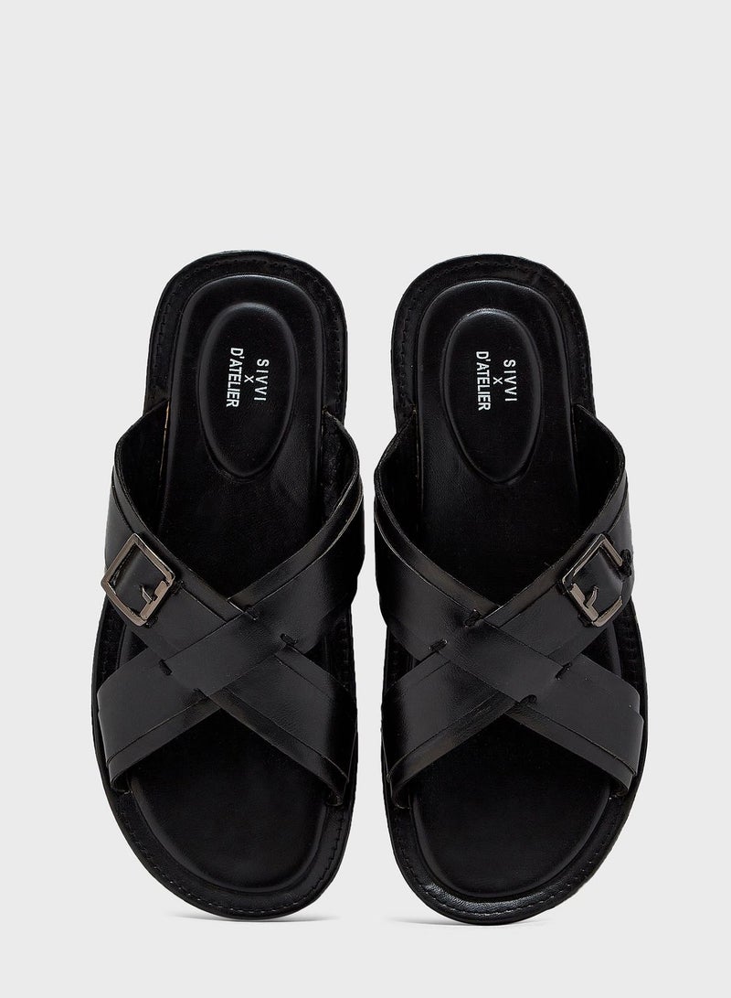 Sivvi x D'Atelier Cross Strap Arabic Sandals - Image 4
