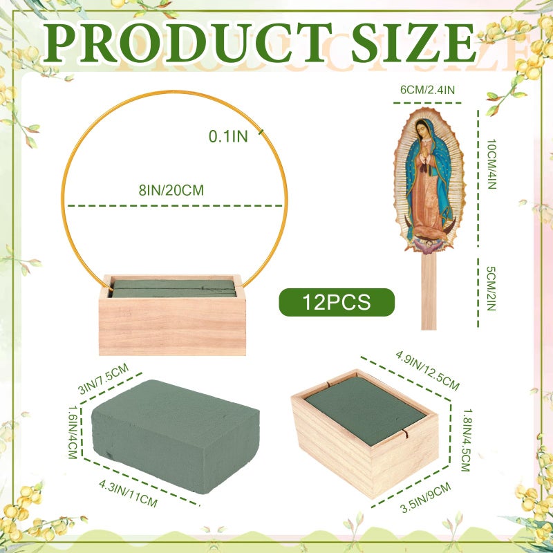 Kuabiz 12 Pcs Our Lady of Guadalupe Wooden Table Centerpieces Virgen De Guadalupe Planter Box with Gold Metal Ring Baptism Favors for Guests Table Decor First Communion Gifts Catholic Favors - Image 2