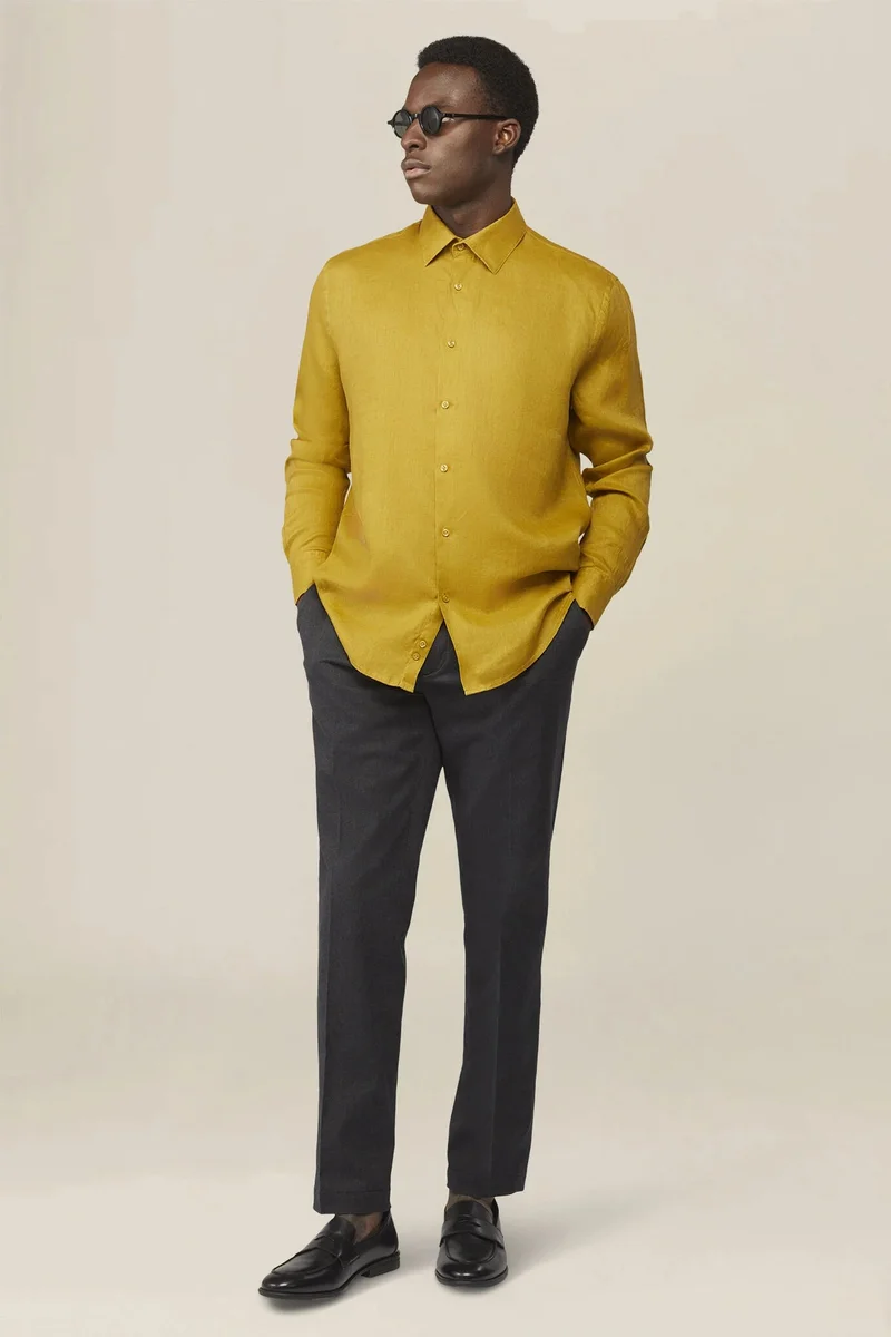دوبل غانغر Men's casual shirt - Ochre Yellow