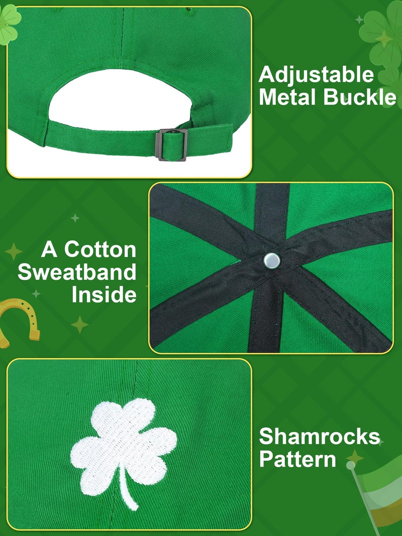 Breathffy 4 Pcs St. Patrick's Day Shamrock Baseball Hat and 4 Pcs Irish Clover Sunglasses Leprechaun Unisex Adjustable Embroidery Baseball Cap for Men Women Party Green Decor Accessories - Image 3