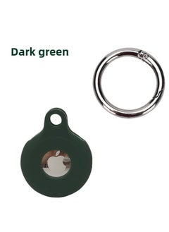 Suitable For Apple Airtag Case Protective Case Airtags Positioning Tracker Anti-lost Silicone Protective Case-Color:Dark Green + Round Buckle + OPP