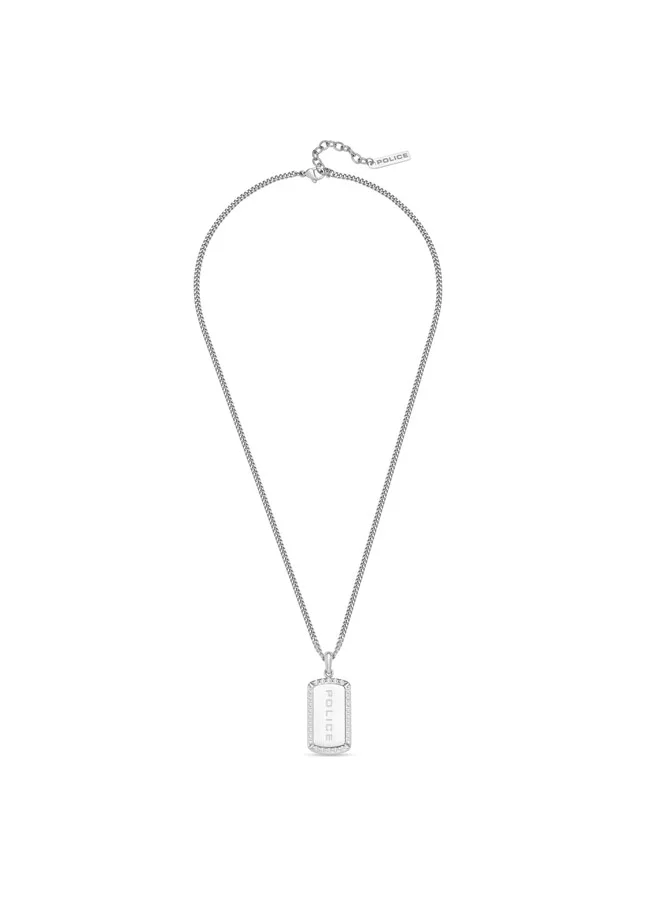 بوليس Taper GreyMetal Necklace  Sleek Chain with StudEmbedded Tag and Signature