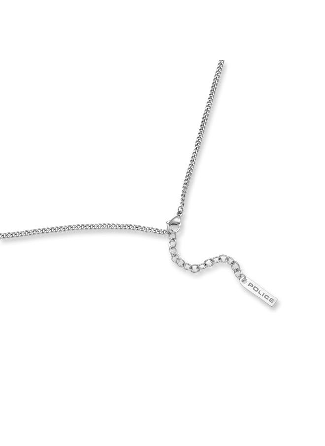 POLICE Taper GreyMetal Necklace  Sleek Chain with StudEmbedded Tag and Signature  - Image 3