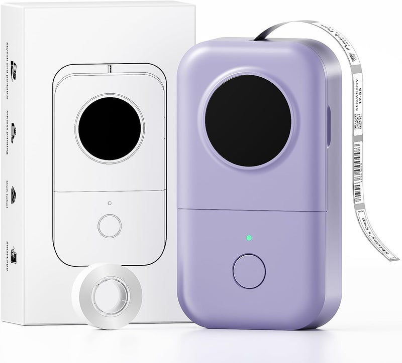 Memoking Label Maker - D30 Mini Bluetooth Label Maker Machine, Thermal Wireless Portable Label Printer, Small Sticker Printer Maker Machine for iOS & Android, Christmas Birthday Gift, Purple - Image 1