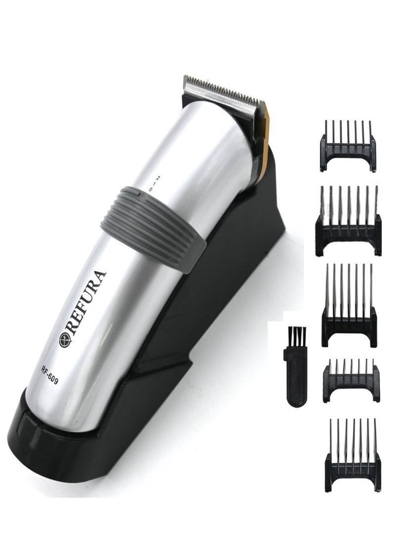REFURA Rechargeable Hair Clipper Pro With 5 Comb Setting Silver RF-609  - Image 1