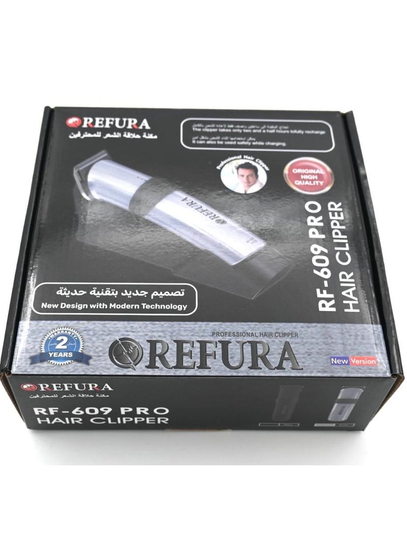 REFURA Rechargeable Hair Clipper Pro With 5 Comb Setting Silver RF-609  - Image 4