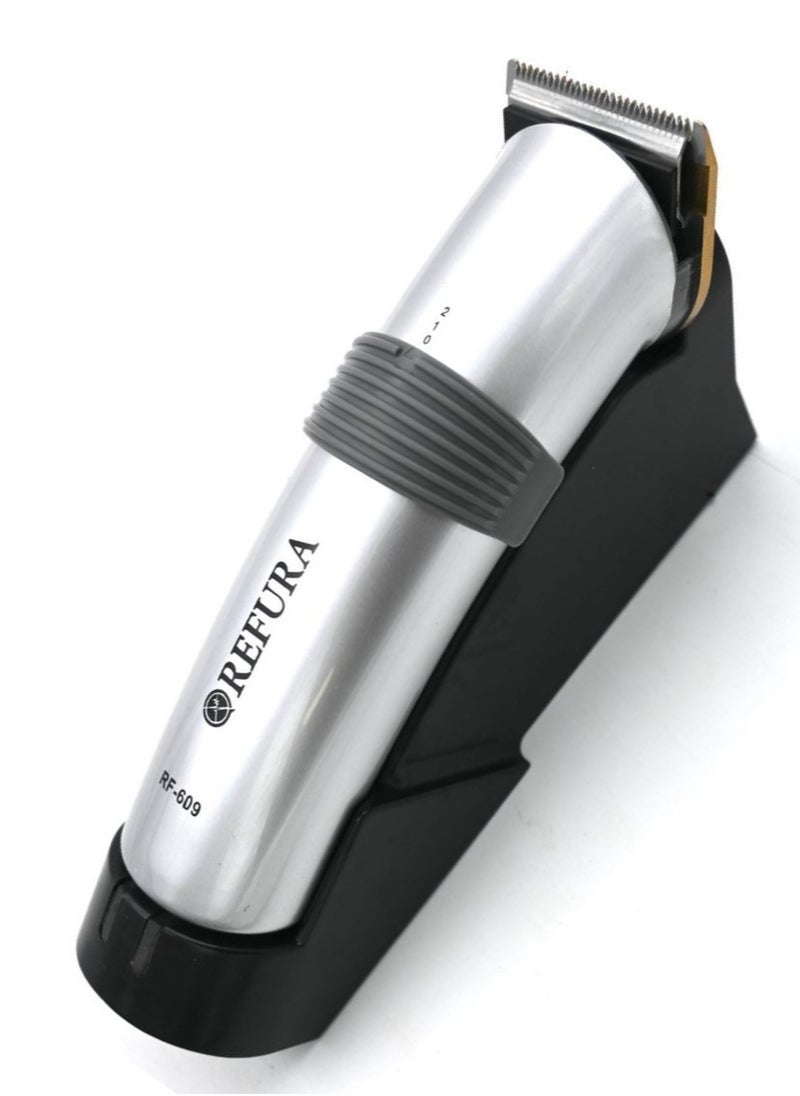 REFURA Rechargeable Hair Clipper Pro With 5 Comb Setting Silver RF-609  - Image 2