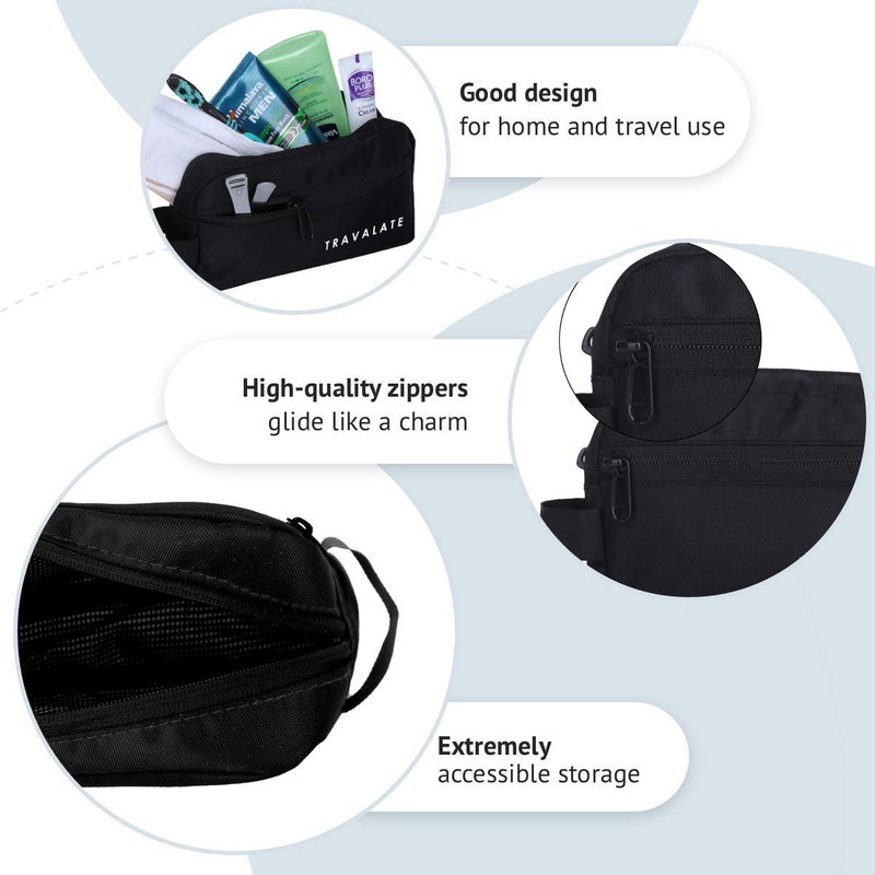 TRAVALATE Polyester Toiletry Travel Bags Makeup Shaving Kit Pouch For Men & Women, Single Part Multipurpose Kit Bag For Toiletrys - Black - Image 4
