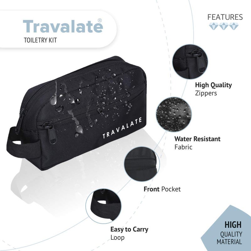 TRAVALATE Polyester Toiletry Travel Bags Makeup Shaving Kit Pouch For Men & Women, Single Part Multipurpose Kit Bag For Toiletrys - Black - Image 3