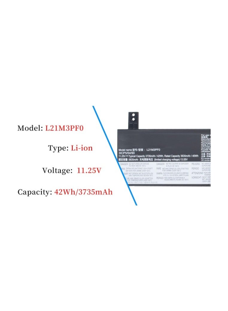 Terabyte بطارية لابتوب L21M3PF0 L21C3PF0 L21D3PF0 L21L3PF0 L21M3PF1 لسلسلة 1 14IGL7 14IJL7 14IAU7 14ADA7 14ALC7 14AMN7 15IGL7 15IJL7 15IAU7 15ADA7 15ALC7 15AMN7 15IRU7 V15 G2-ITL G2ITL 42W - Image 2