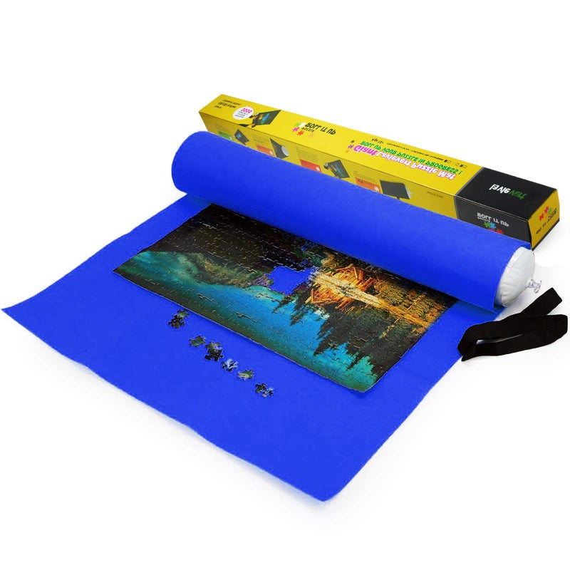 Lavievert 3000 Piece Jigsaw Puzzle Mat Roll Up Portable Puzzle Board for Adults Giant Felt Mat for Easy Transport Storage Long Box Package No Folded Creases Blue - Image 2