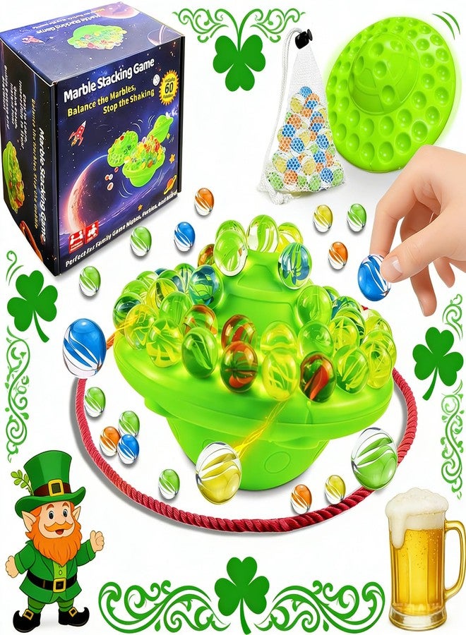TitTees Marble Balance Board Game with 60 Glass Marbles & Storage Base - Fun Family Board Game for Kids & Adults, St. Patrick Party Game for 1-4 Players | Educational STEM Toy & Birthday for Kids Ages 8-12 - Image 1