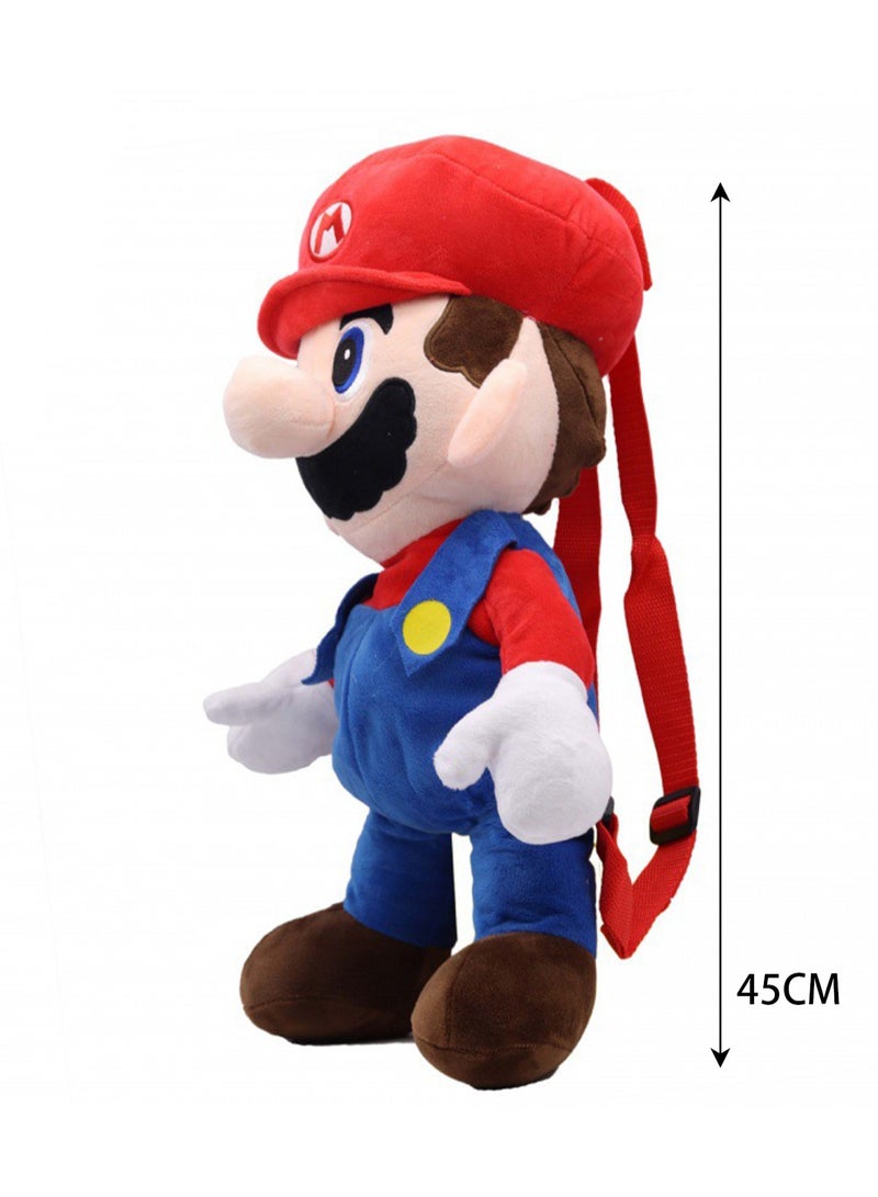 Popular Super Mario Doll Plumber Mushroom Plush Toy (Red Backpack) - Image 2