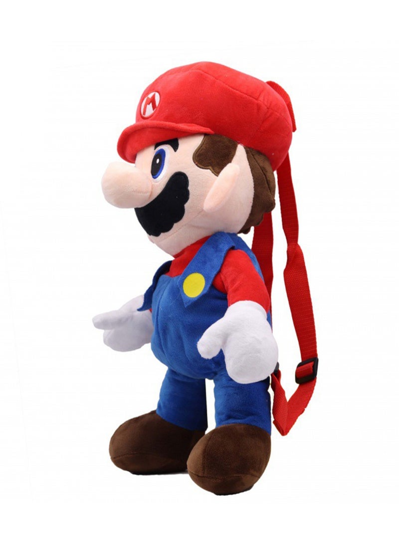 Popular Super Mario Doll Plumber Mushroom Plush Toy (Red Backpack) - Image 1