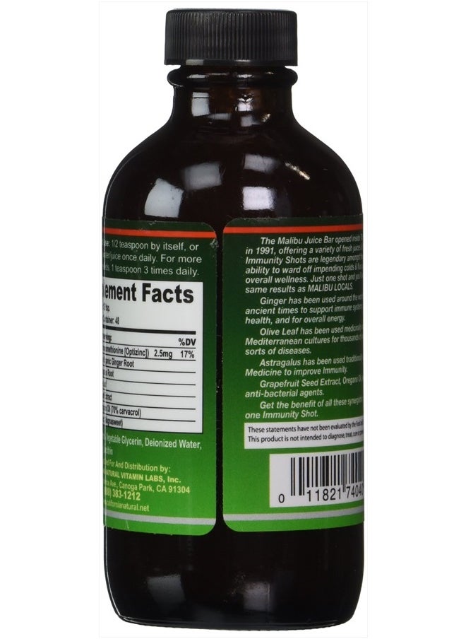 California Natural - Immunity Shots 4oz Bottle Opti-Zinc, Organic Ginger Root, Oregano Oil - Potent & Pure Immune System Booster - Immune System Support (Pack of 1) - Image 1