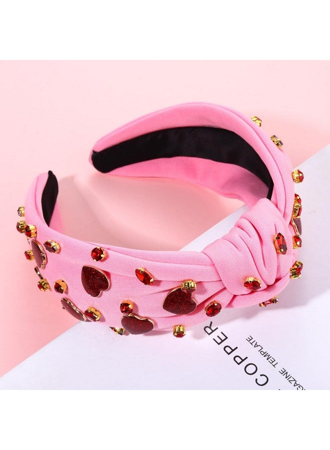 PHALIN Valentine'S Day Headband For Women Beaded Heart Knotted Headband Embellished Crystal Xoxo Headband Valentine'S Day Hair Accessories Gifts (Style C) - Image 2