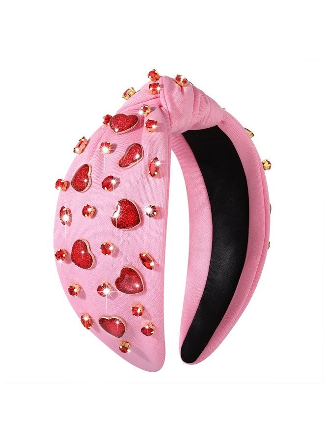 PHALIN Valentine'S Day Headband For Women Beaded Heart Knotted Headband Embellished Crystal Xoxo Headband Valentine'S Day Hair Accessories Gifts (Style C) - Image 1