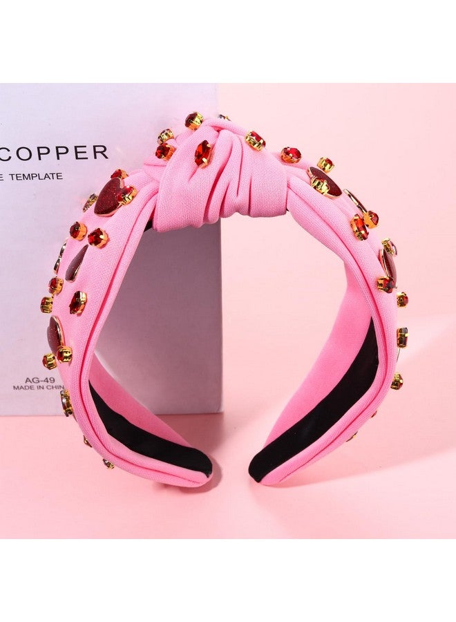 PHALIN Valentine'S Day Headband For Women Beaded Heart Knotted Headband Embellished Crystal Xoxo Headband Valentine'S Day Hair Accessories Gifts (Style C) - Image 3