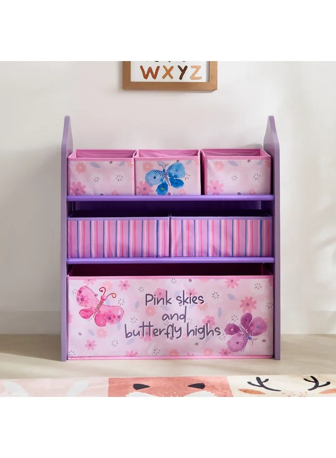 Home Box Meadows Candice Butterfly Fabric Storage Rack With 6 Bins 63 X 30 X 70 Cm