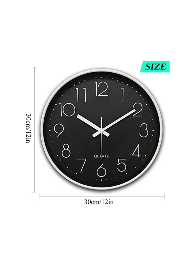 The Bros Wall Clock 12-inch Silent Non-Ticking Round Wall Clocks Battery Operated Easy to Read for Living Room Home Office School(Black) - Image 3