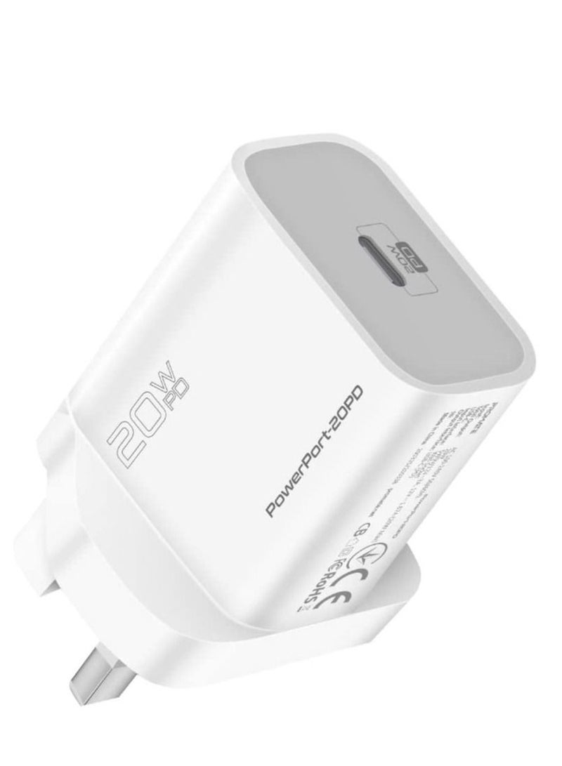 20W USB-C Charger with Power Delivery, Ultra-Compact Fast Charge Type-C Wall Adapter with USB-C Power Delivery for iPhone 12/12 Mini/12 Pro/12 Pro Max, iPad Pro, PowerPort20PD-UK-  - Image 1