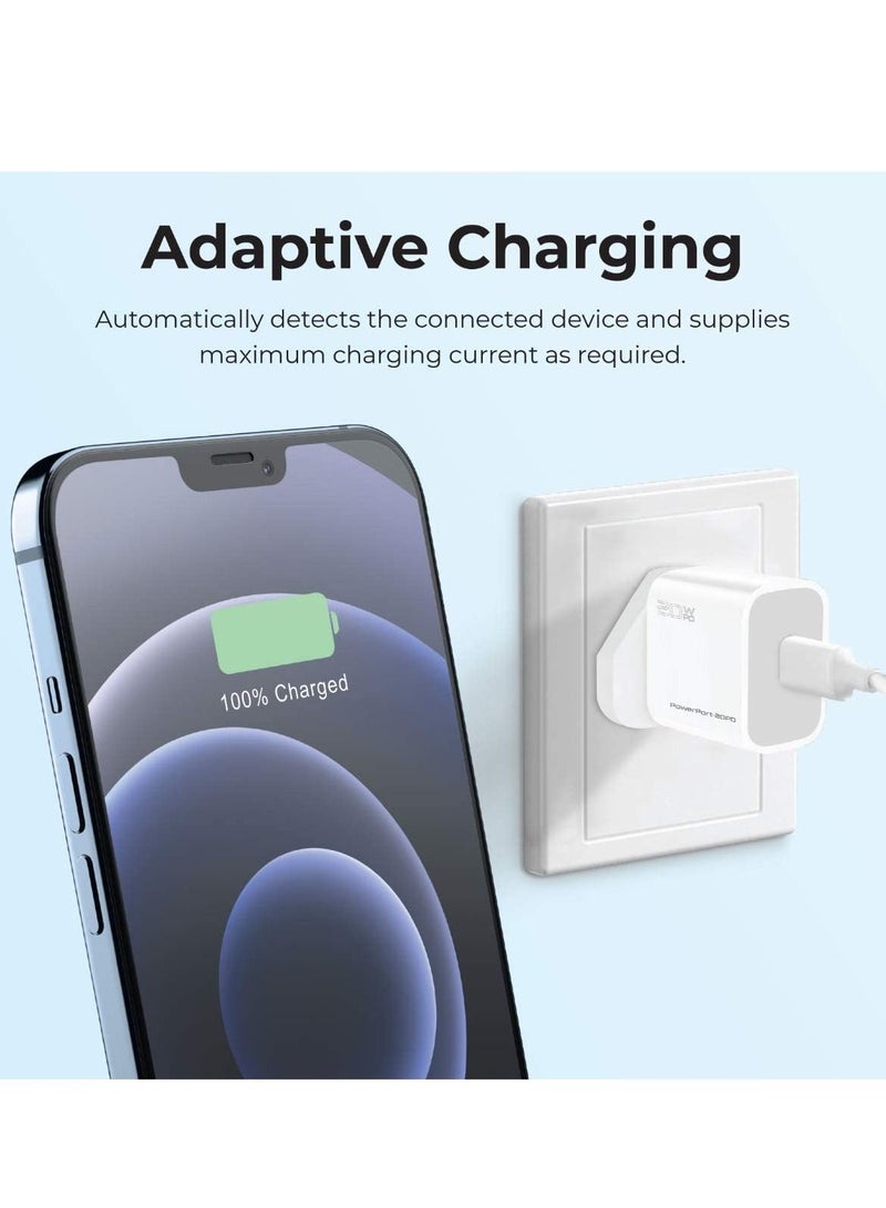 20W USB-C Charger with Power Delivery, Ultra-Compact Fast Charge Type-C Wall Adapter with USB-C Power Delivery for iPhone 12/12 Mini/12 Pro/12 Pro Max, iPad Pro, PowerPort20PD-UK-  - Image 5