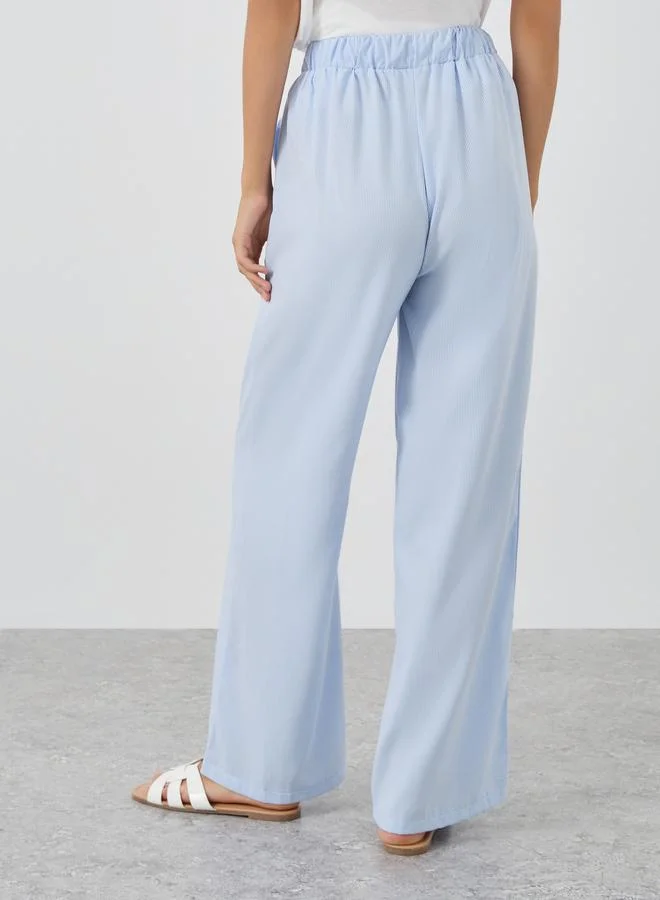 Take Two Take Two Textured Striped Relaxed Fit Pants with Drawstring