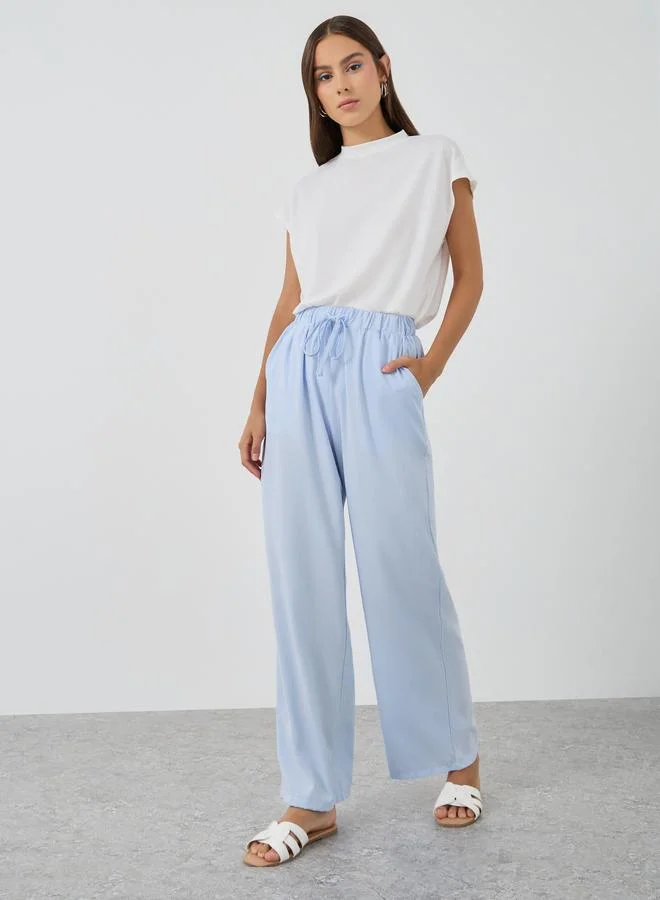 Take Two Take Two Textured Striped Relaxed Fit Pants with Drawstring