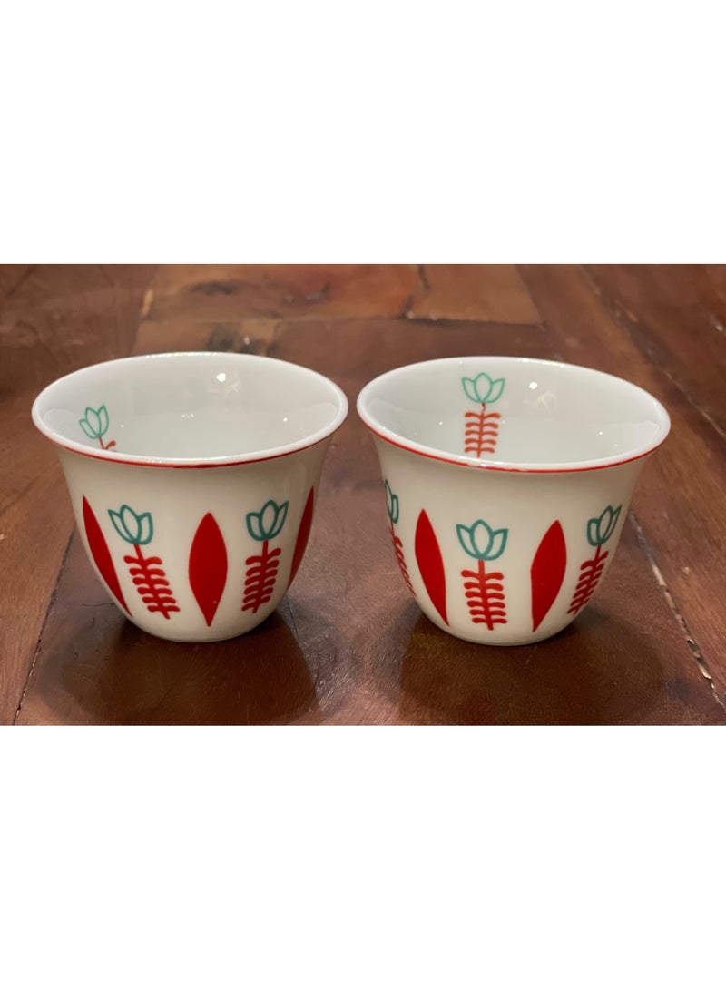 12 -Piece Arabic Coffee Cup Set Gahwa cup 120 cc red color  - Image 2