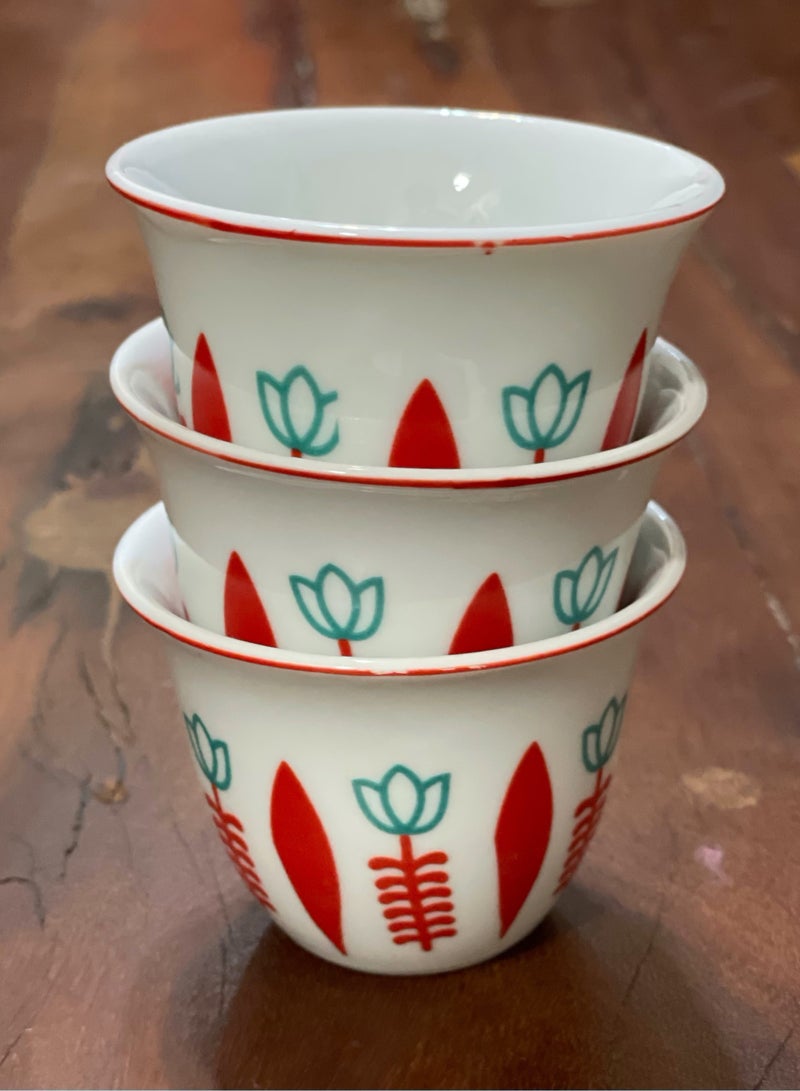 12 -Piece Arabic Coffee Cup Set Gahwa cup 120 cc red color  - Image 3