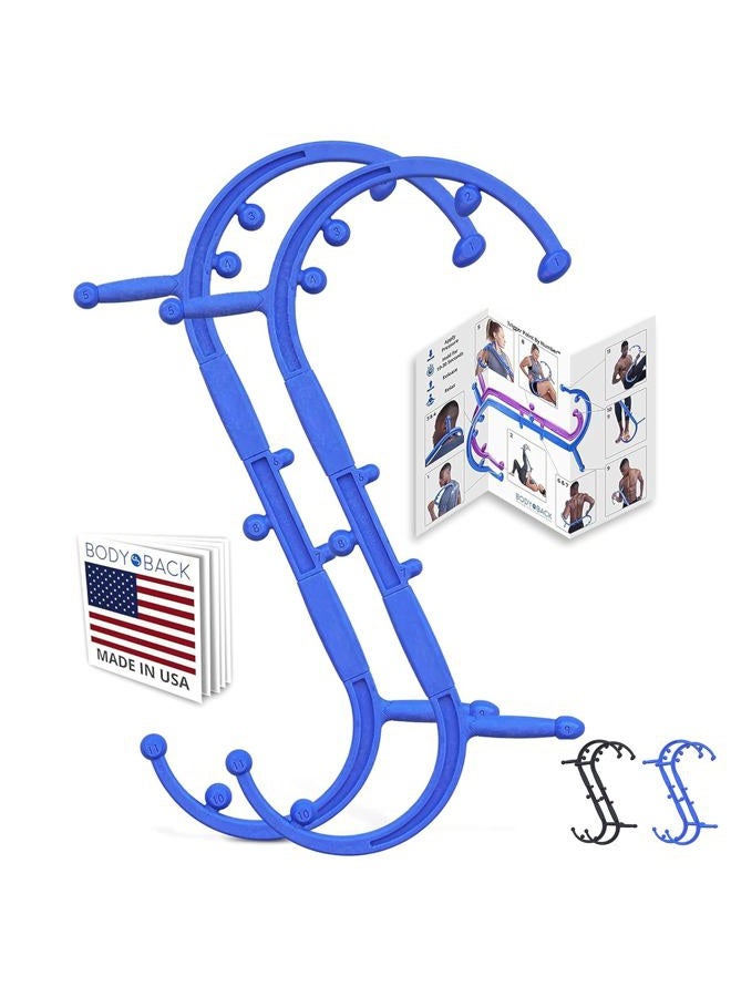 Body Back Buddy Elite Trigger Point Massage Tool, Neck and Back Massager Handheld, Manual Self Massager, Massage Cane, Muscle Knot Remover with Instructions, 2-Pack Bundle (Blue) - Image 1