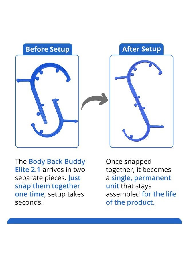 Body Back Buddy Elite Trigger Point Massage Tool, Neck and Back Massager Handheld, Manual Self Massager, Massage Cane, Muscle Knot Remover with Instructions, 2-Pack Bundle (Blue) - Image 4