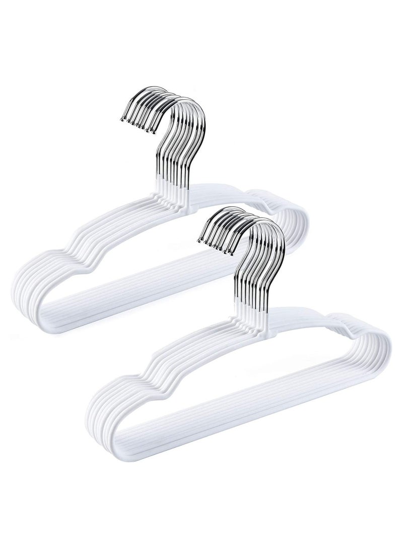 Amber Home Premium Baby Clothes Hangers Sturdy Metal Wire Coating Hanger Ultra Slim Durable Space Saving Children Toddler Kids Clothes Hangers for Shirt Coat Pants Trousers White 20 Pieces  - Image 1
