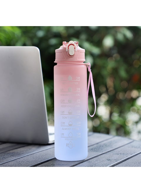 Gradient High-Capacity Plastic Tumbler with Straw 750ml pink