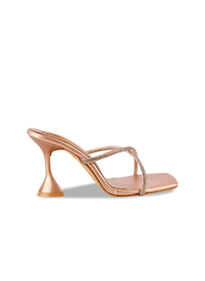 شوتوبيا Shoetopia Women’s Rhinestone Strappy  Heeled Sandals – Square Toe Mule Slides, Sparkly Crystal Thin-Strap Dress Heels with Fla Block Heel – Bridal/Party & Casual Footwear